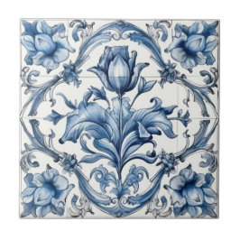 Azulejo Patrón holandés de tulipanes azules