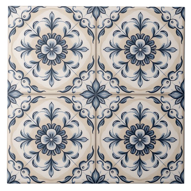 Azulejo Patrón holandés Delft azul (Frente)