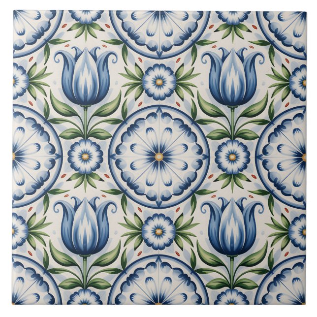 Azulejo Patrón holandés Delft azul (Frente)