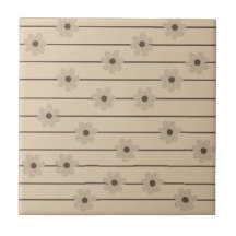 Patrón horizontal Strip Brown Khaki Flower Y2K