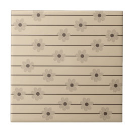 Azulejo Patrón horizontal Strip Brown Khaki Flower Y2K