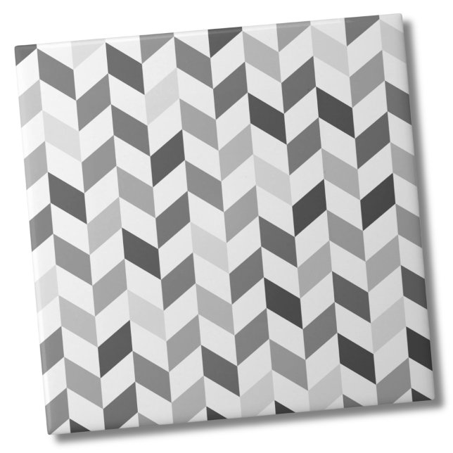 Azulejo Patrón hueso de arenisca gris simple (Fun Simple Classic Gray White Herringbone Pattern Ceramic Tile)