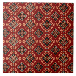Azulejo Patrón indio geométrico rojo