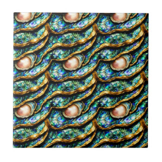 Azulejo Patrón ininterrumpido de perlas de oro azul de la