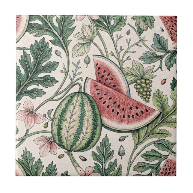 Azulejo Patrón ininterrumpido y elegante de la sandía (Frente)