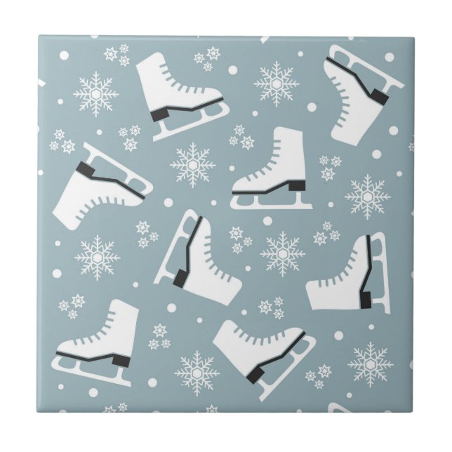 Azulejo Patrón invernal con patines de hielo (Frente)