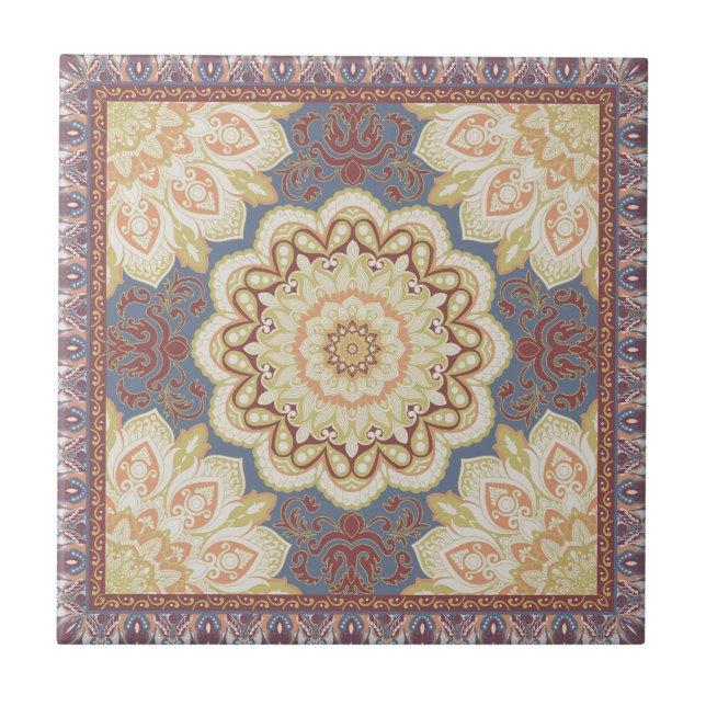 Azulejo Patrón islámico Tones rojos oscuros Tejidos cerámi (Frente)