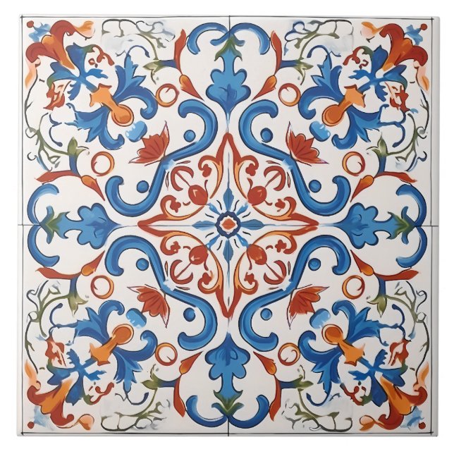 Azulejo Patrón italiano mediterráneo vintage (Frente)
