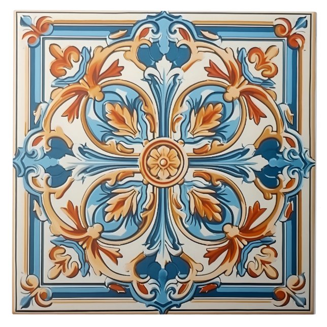 Azulejo Patrón italiano mediterráneo vintage (Frente)