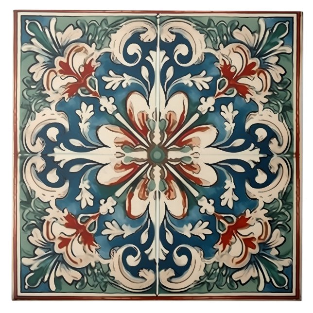 Azulejo Patrón italiano mediterráneo vintage (Frente)