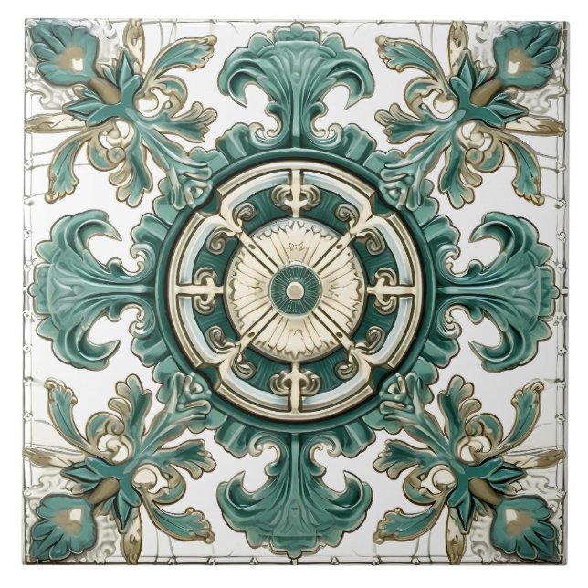 Azulejo Patrón italiano mediterráneo vintage (Frente)