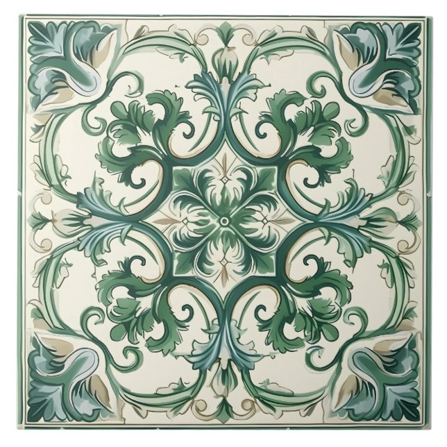 Azulejo Patrón italiano mediterráneo vintage (Frente)