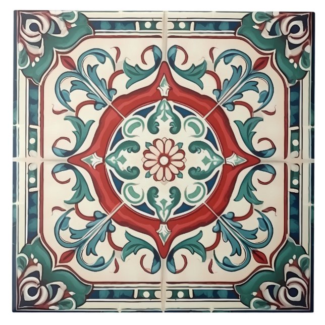 Azulejo Patrón italiano mediterráneo vintage (Frente)