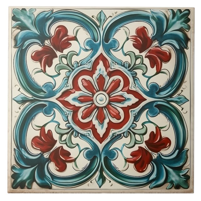 Azulejo Patrón italiano mediterráneo vintage (Frente)