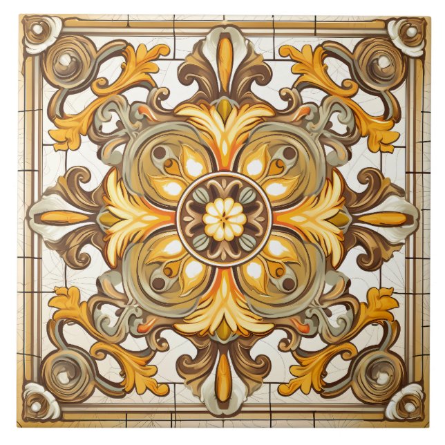 Azulejo Patrón italiano mediterráneo vintage (Frente)
