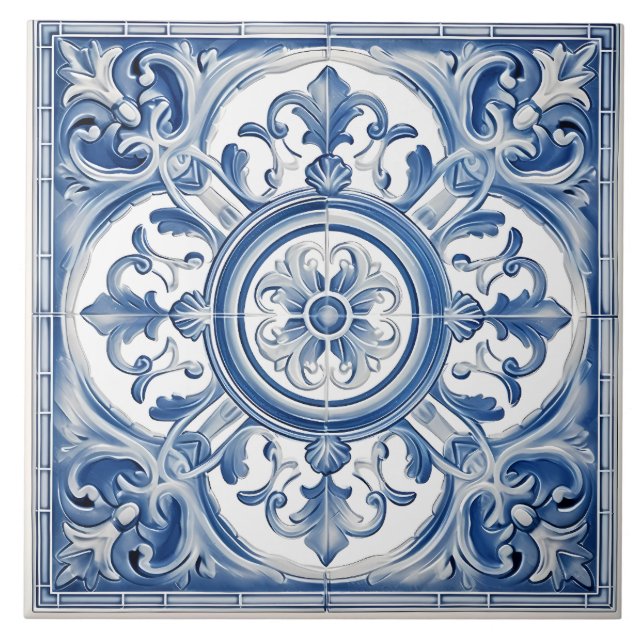 Azulejo Patrón italiano mediterráneo vintage (Frente)