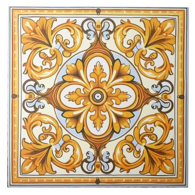 Azulejo Patrón italiano mediterráneo vintage (Frente)