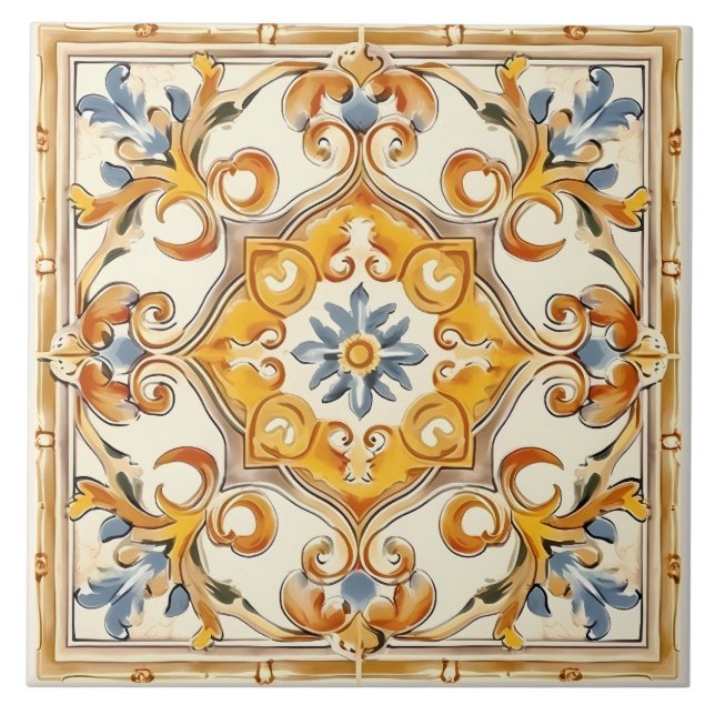 Azulejo Patrón italiano mediterráneo vintage (Frente)
