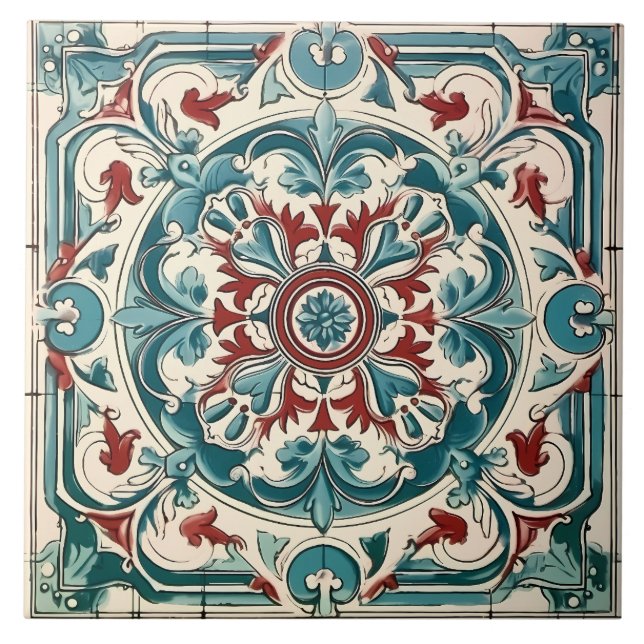 Azulejo Patrón italiano mediterráneo vintage (Frente)