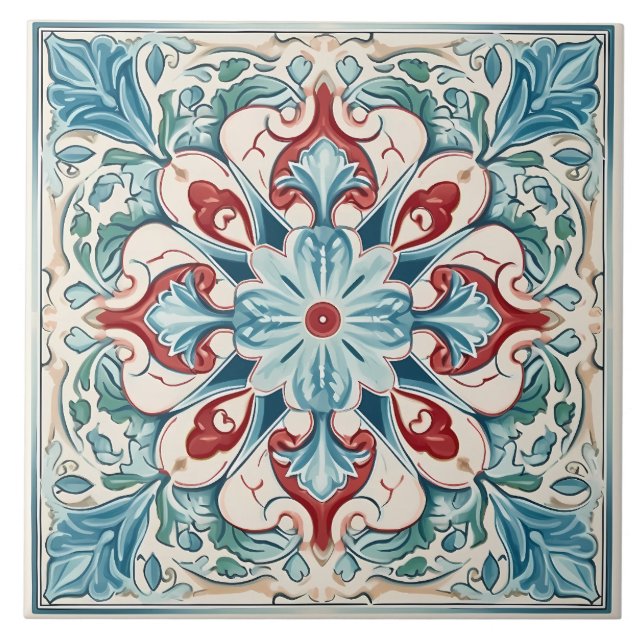 Azulejo Patrón italiano mediterráneo vintage (Frente)