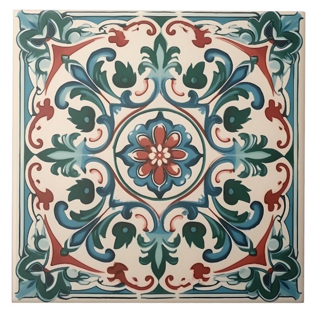 Azulejo Patrón italiano mediterráneo vintage (Frente)