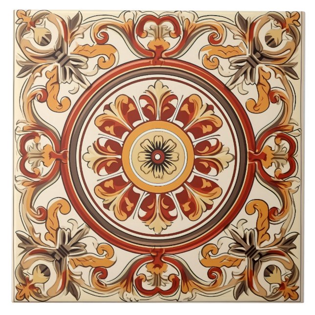 Azulejo Patrón italiano mediterráneo vintage (Frente)