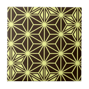 Azulejo Patrón japonés de asanoha - marrón y amarillo