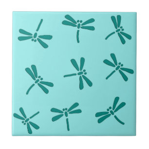 Azulejo Patrón japonés de libélula, turquesa y Aqua