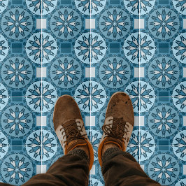 Azulejo Patrón Kaleidoscope helvético de invierno azul esc