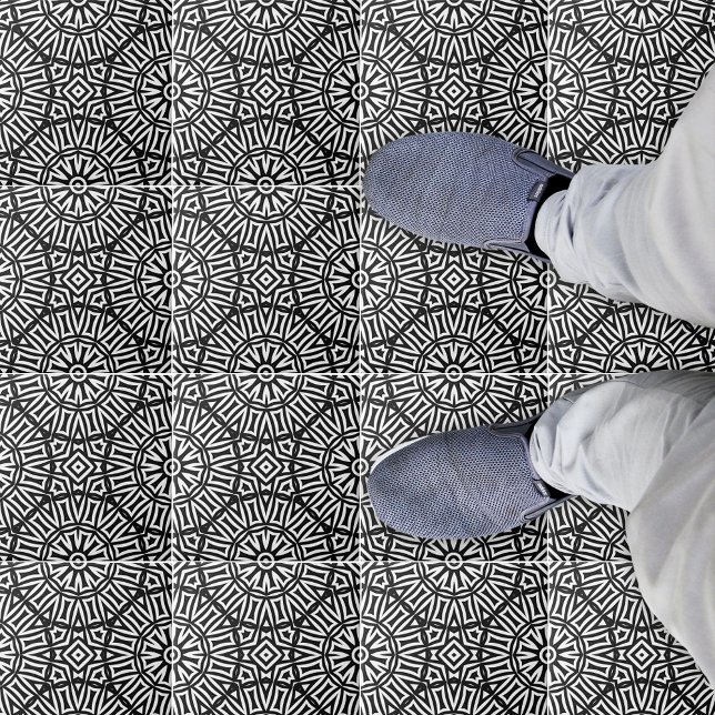 Azulejo Patrón Kaleidoscópico Geométrico Blanco Y Negro (Subido por el creador)