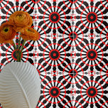 Azulejo Patrón kaleidoscópico rojo negro<br><div class="desc">Sumérjase en el atractivo cautivador de esta cerámica vibrante, mostrando una perfecta disposición de formas geométricas en una sorprendente combinación de tonos rojos, negros y blancos. Este exquisito patrón de mosaico aporta una armoniosa fusión de colores que transformará cualquier espacio en una obra maestra visual. Con su diseño intrincado y...</div>