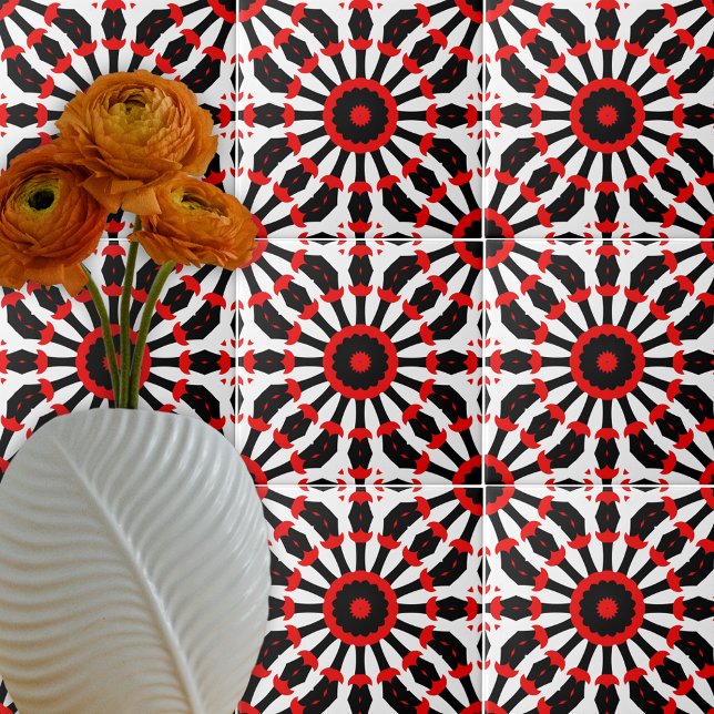 Azulejo Patrón kaleidoscópico rojo negro (Subido por el creador)