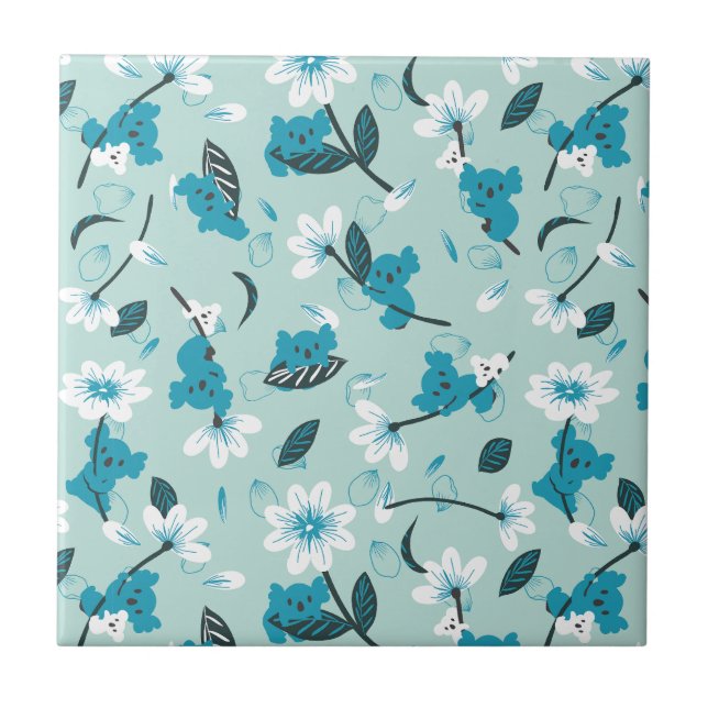 Azulejo Patrón lúdico de Koala Cuta Arte Animal y Natural (Frente)