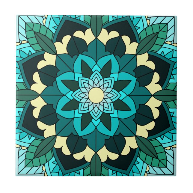 Azulejo Patrón Mandala 02 en agua (Frente)