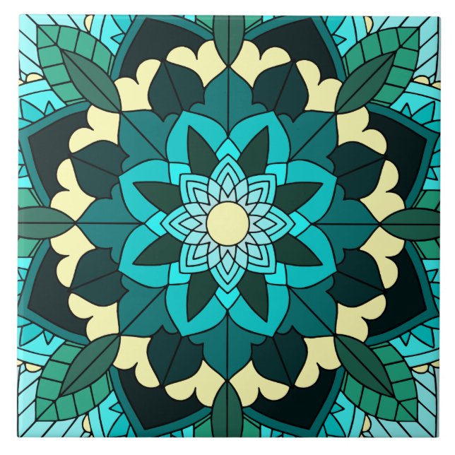 Azulejo Patrón Mandala 02 en agua (Frente)