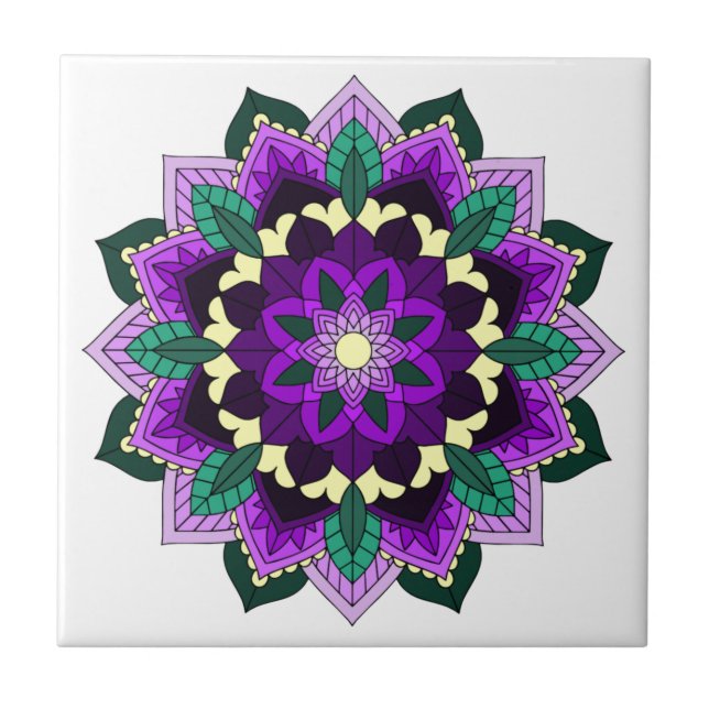 Azulejo Patrón Mandala 02 en morado (Frente)