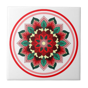 Azulejo Patrón Mandala 02 en rojo