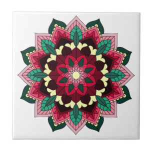 Azulejo Patrón Mandala 02 en rosa profundo