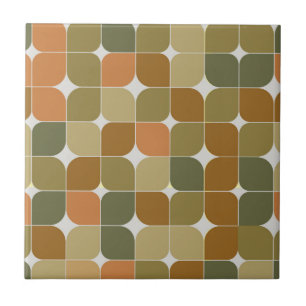 Azulejo Patrón marrón naranja beige abstracto de mediados