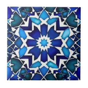 Azulejo Patrón marroquí azul y blanco