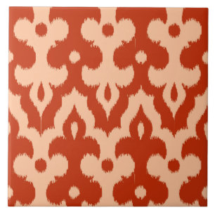 Azulejo Patrón marroquí de Ikat Damask, Naranja mandarín