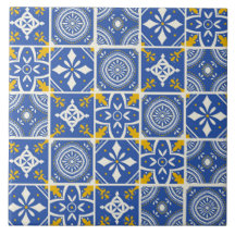 Patrón marroquí en azul Verde azulado, amarillo, c