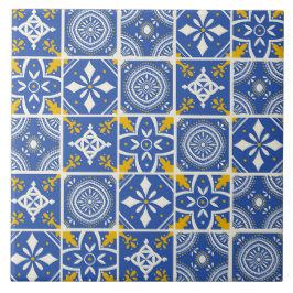Azulejo Patrón marroquí en azul Verde azulado, amarillo, c