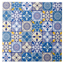 Azulejo Patrón marroquí en blanco Verde azulado crema azul