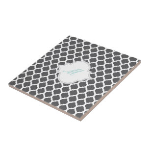 Azulejo Patrón marroquí gris con trívet de mosaico monogra