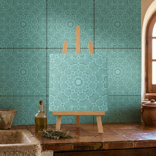 Azulejo Patrón Marroquí Mandala Geométrico Turquesa Acuáti