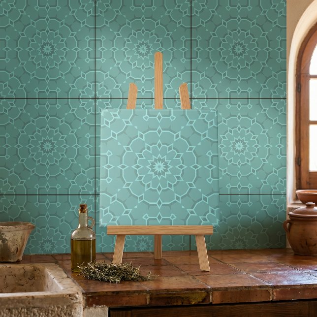 Azulejo Patrón Marroquí Mandala Geométrico Turquesa Acuáti (Subido por el creador)