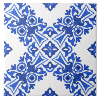 Azulejo Patrón mediterráneo blanco y azul