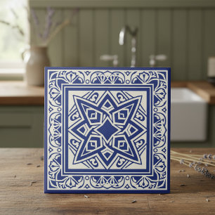Azulejo Patrón Mediterráneo Clásico Pat#18 Azul Marino ID1