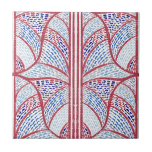Azulejo Patrón mediterráneo de mosaico rojo y azul